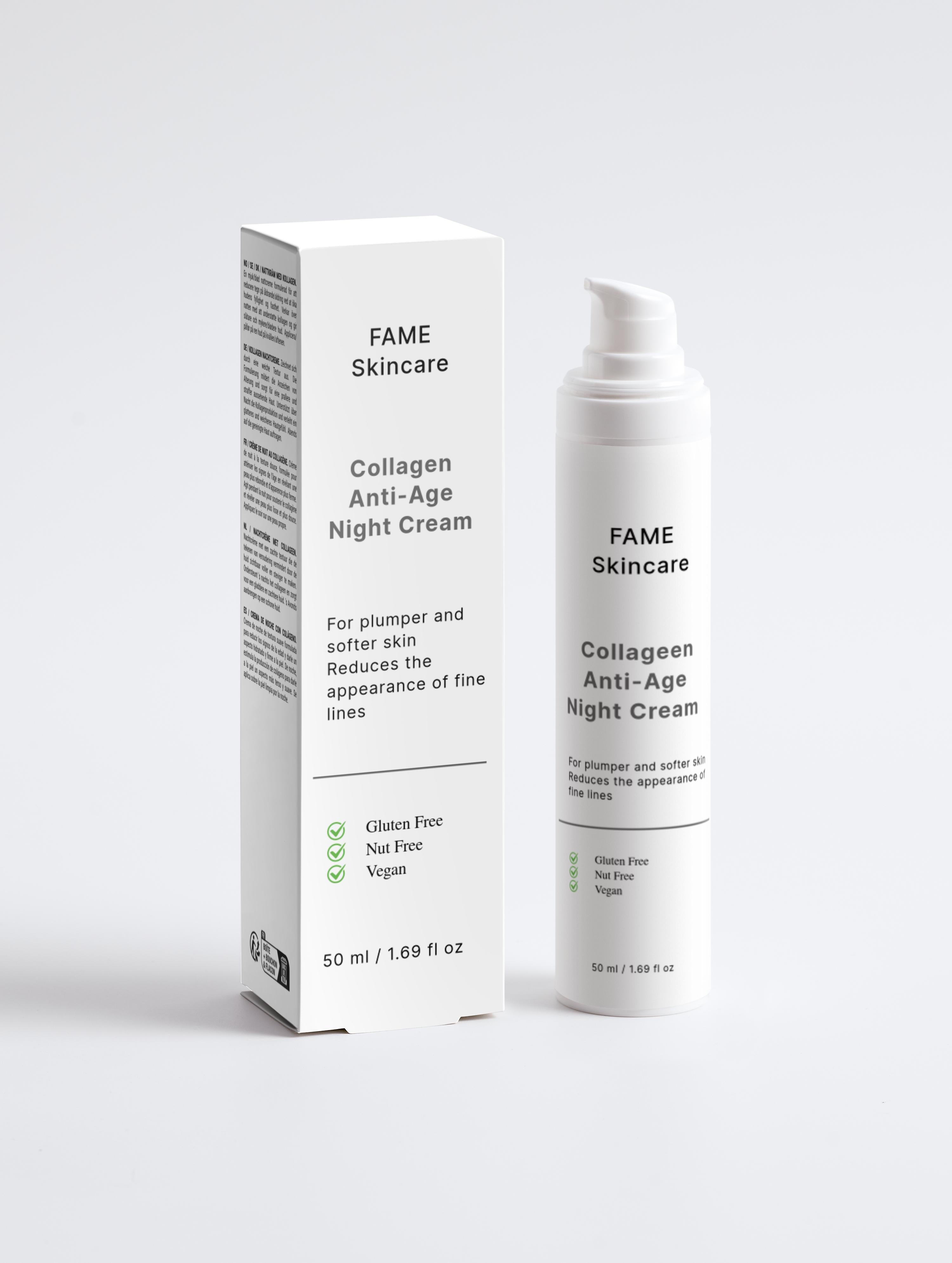 Fameskin Collageen Anti-Age Night Cream – Anti-Rimpel Nachtcrème voor Stevigere & Gladdere Huid (50 ml)